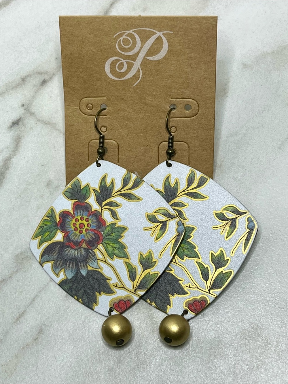 🆕 Plunder Floral Drop Earrings in Gold, Red, Green